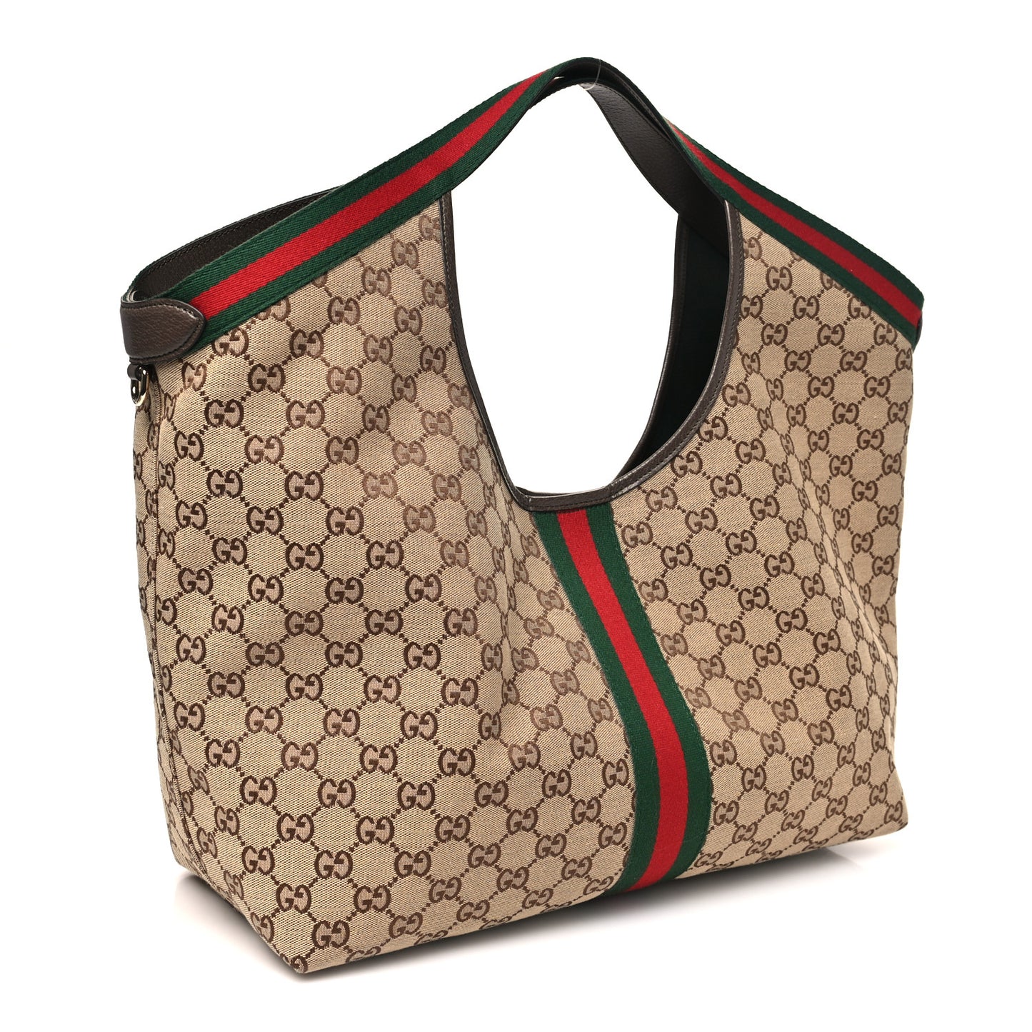 GG Monogram Web Large Giglio Tote Beige Brown