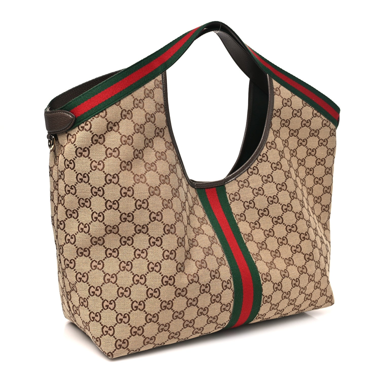 Gucci GG Monogram Web Large Giglio Tote Beige Brown 4 of 10
