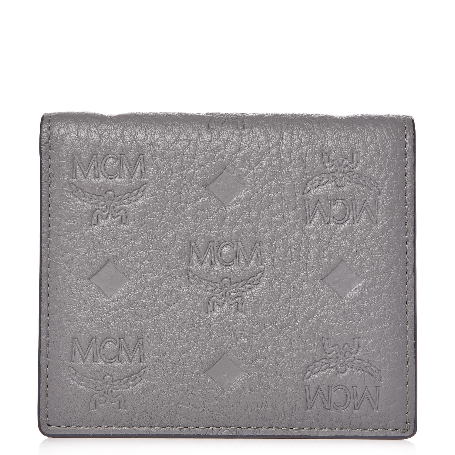 MCM Calfskin Signature Monogram Klara Bi-Fold Wallet Dove 1 of 10