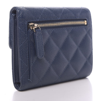 Chanel Caviar Quilted Compact Flap Wallet Navy 3 of 8