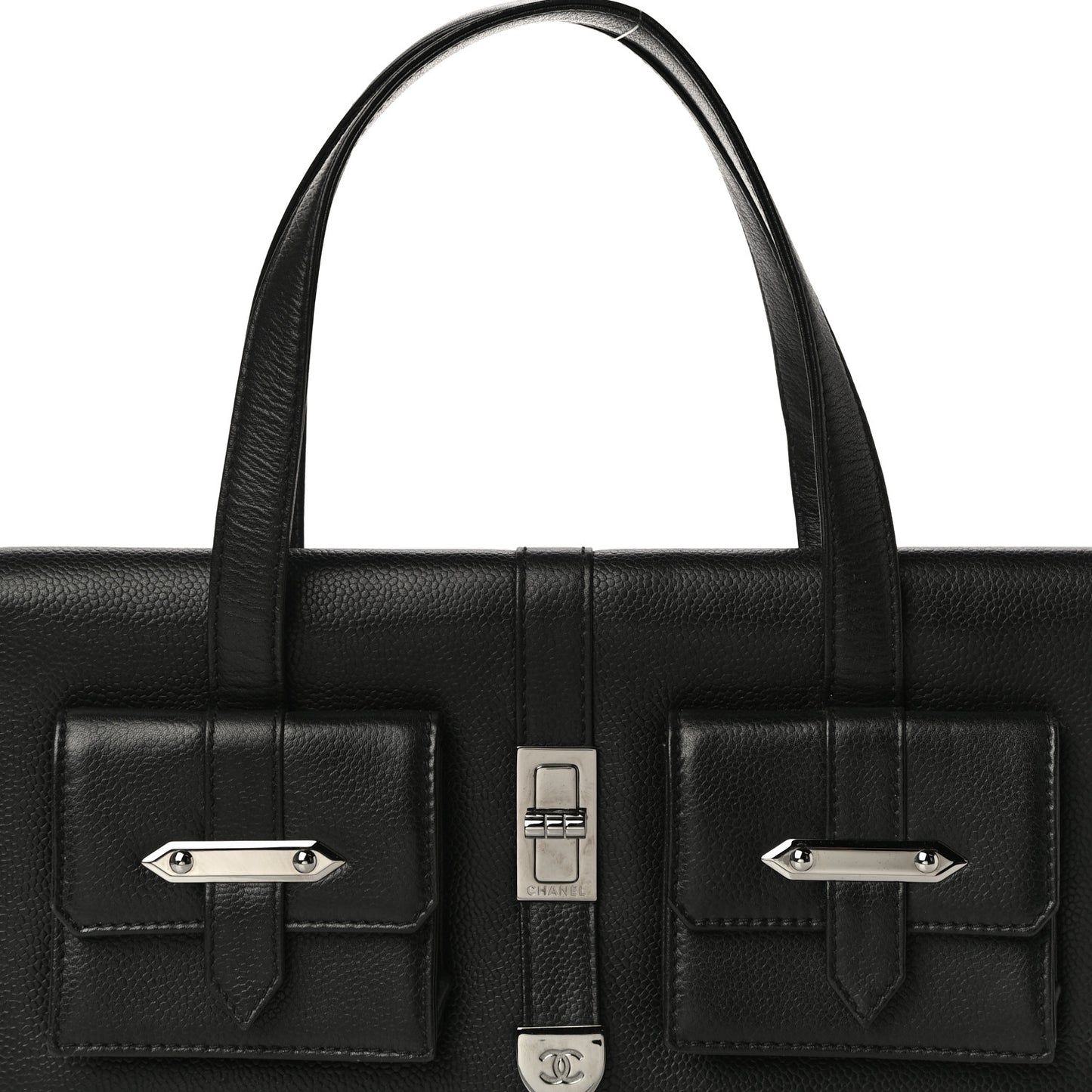 Caviar Double Pocket Flap Bag Black