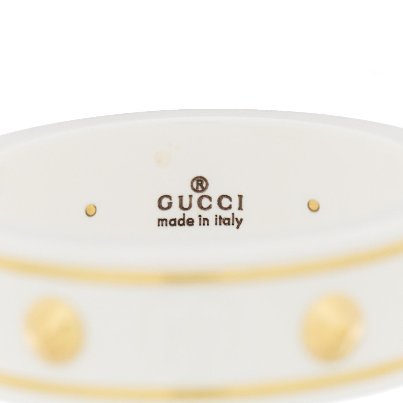 18K Yellow Gold Ceramic Icon Band Ring 55 7.25 White