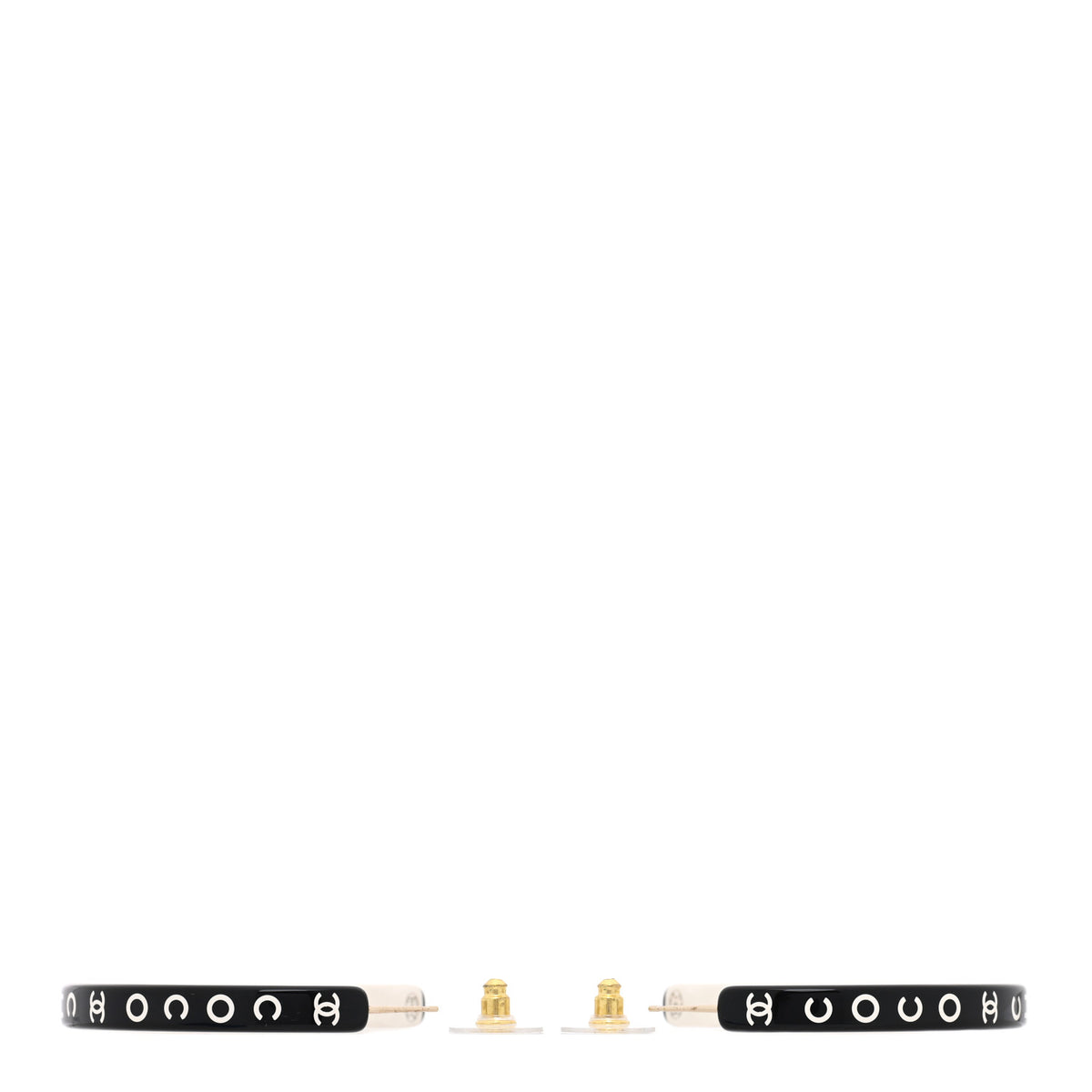 Resin Logo Hoop Earrings Black White