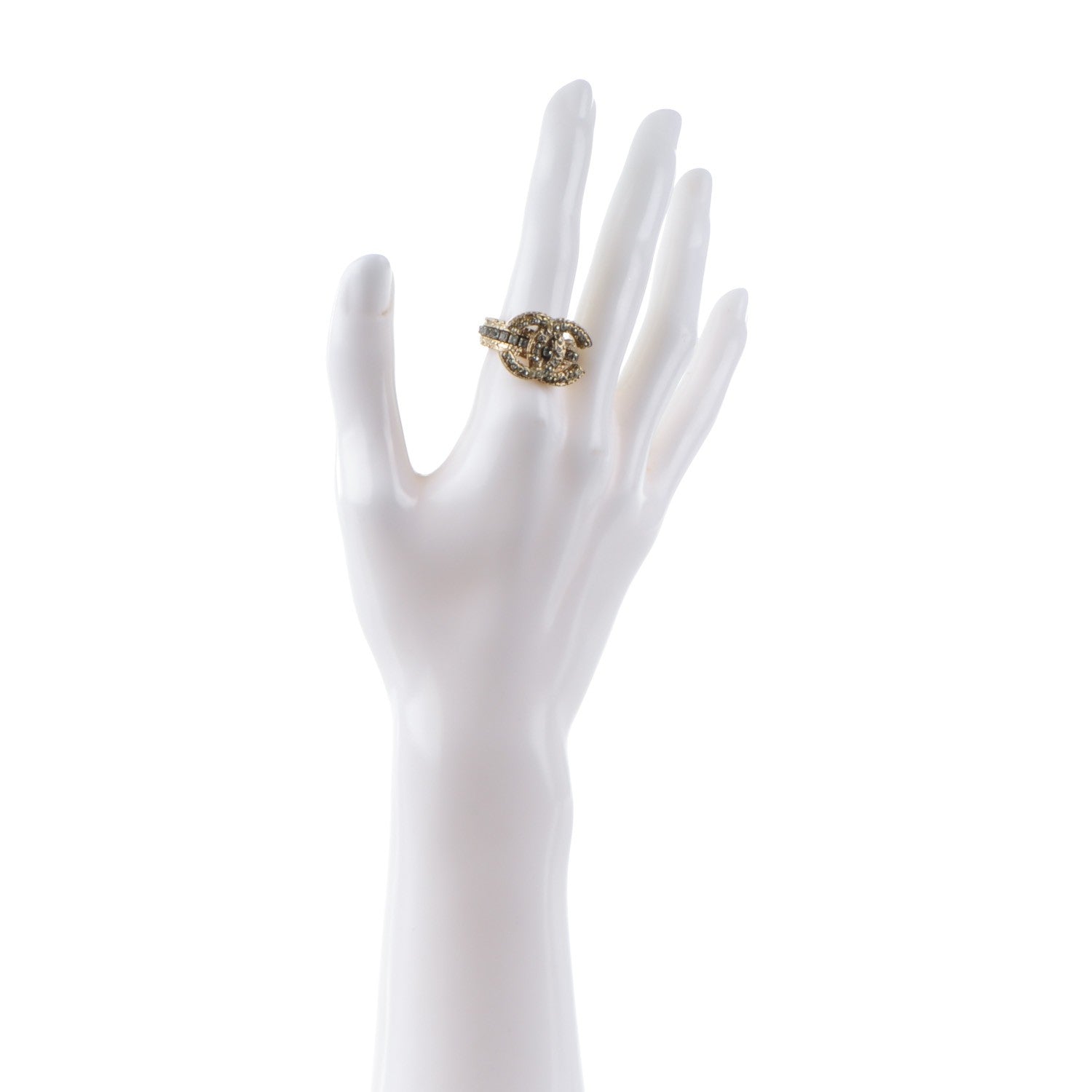 Chanel Paris Byzance Crystal CC Ring 6.5 Gold 2 of 8