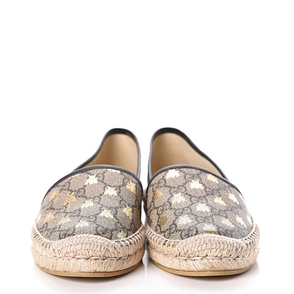 Gucci GG Supreme Monogram Bees Espadrille Flats 38 Beige Ebony Oro Black 2 of 11
