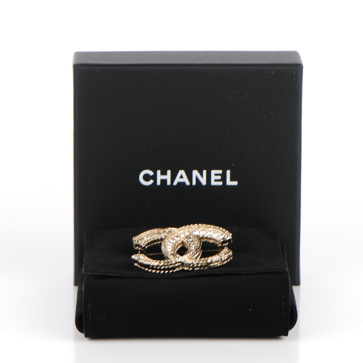 Chanel Crystal CC Brooch Gold 5 of 5