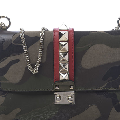 Valentino Garavani Nappa Canvas Camouflage Medium Glam Lock Rockstud Flap Verde 12 of 15