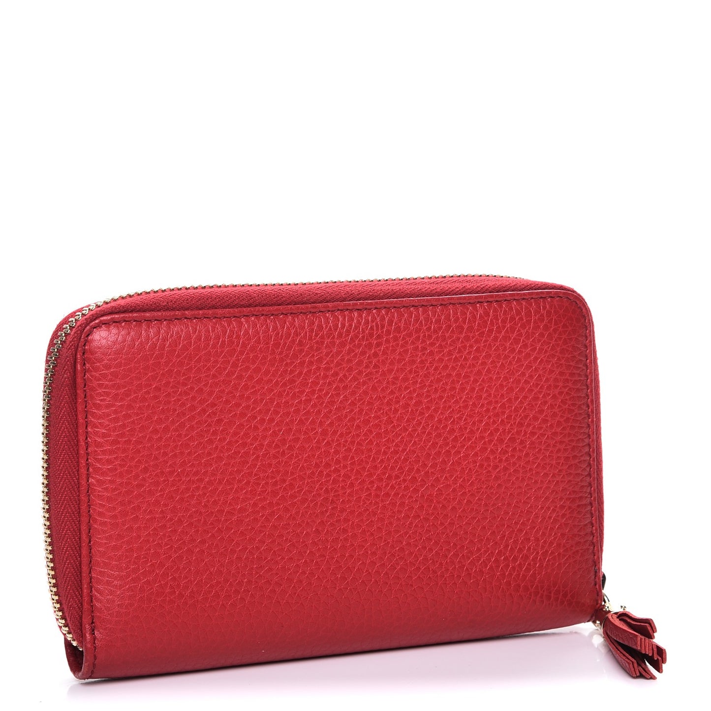 Pebbled Calfskin Medium Soho Zip Around Wallet Red