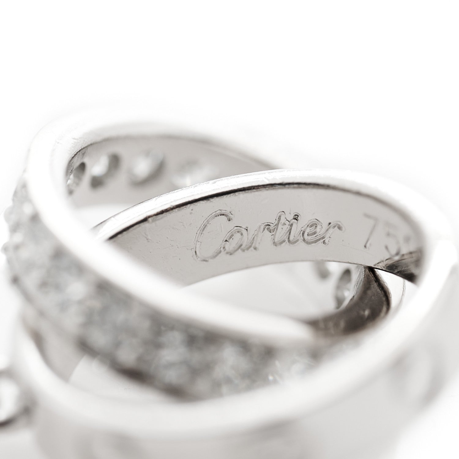 Cartier 18K White Gold Diamond Interlocking LOVE Necklace 7 of 10