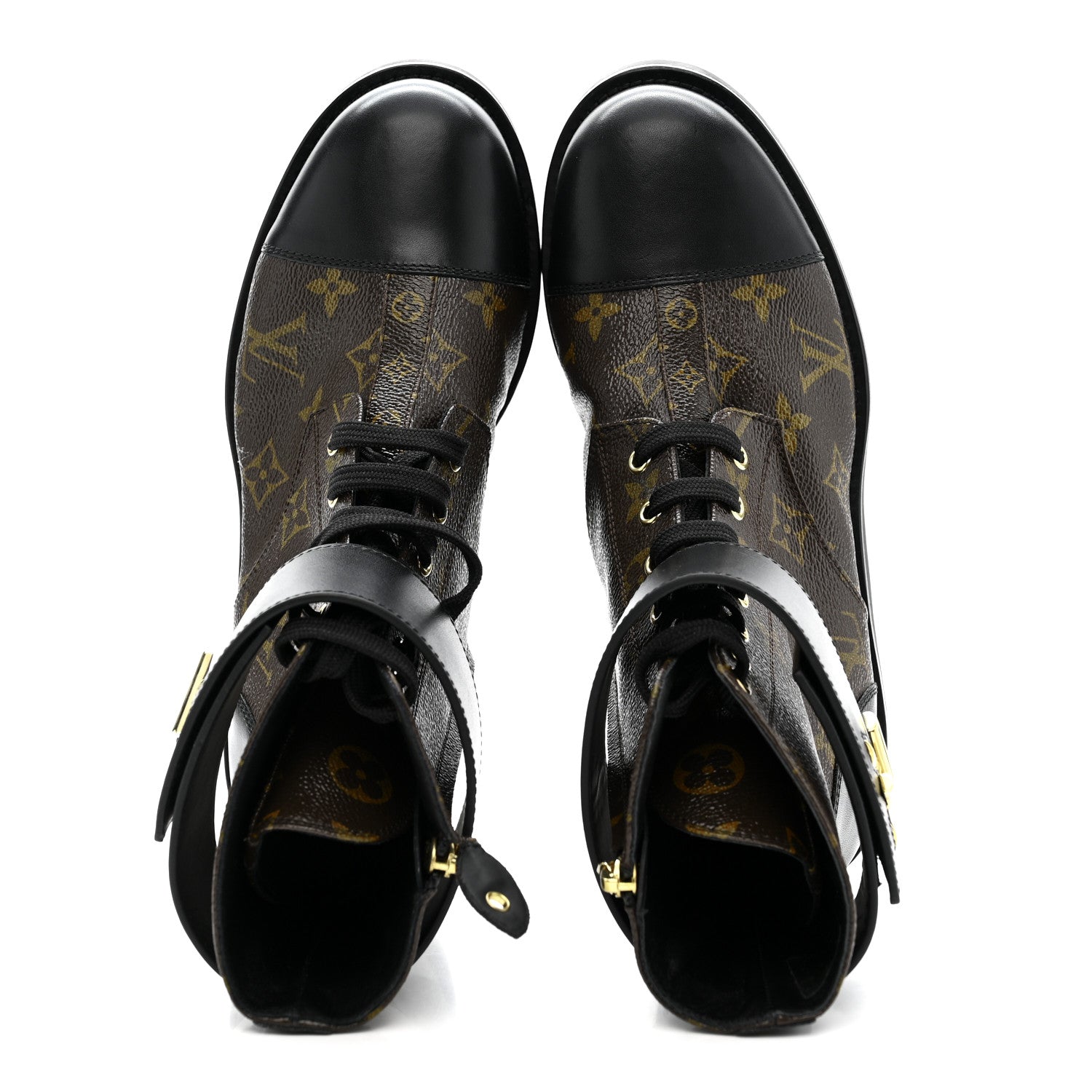 Louis Vuitton Calfskin Monogram Wonderland Flat Ranger Boots 39 Black 2 of 9