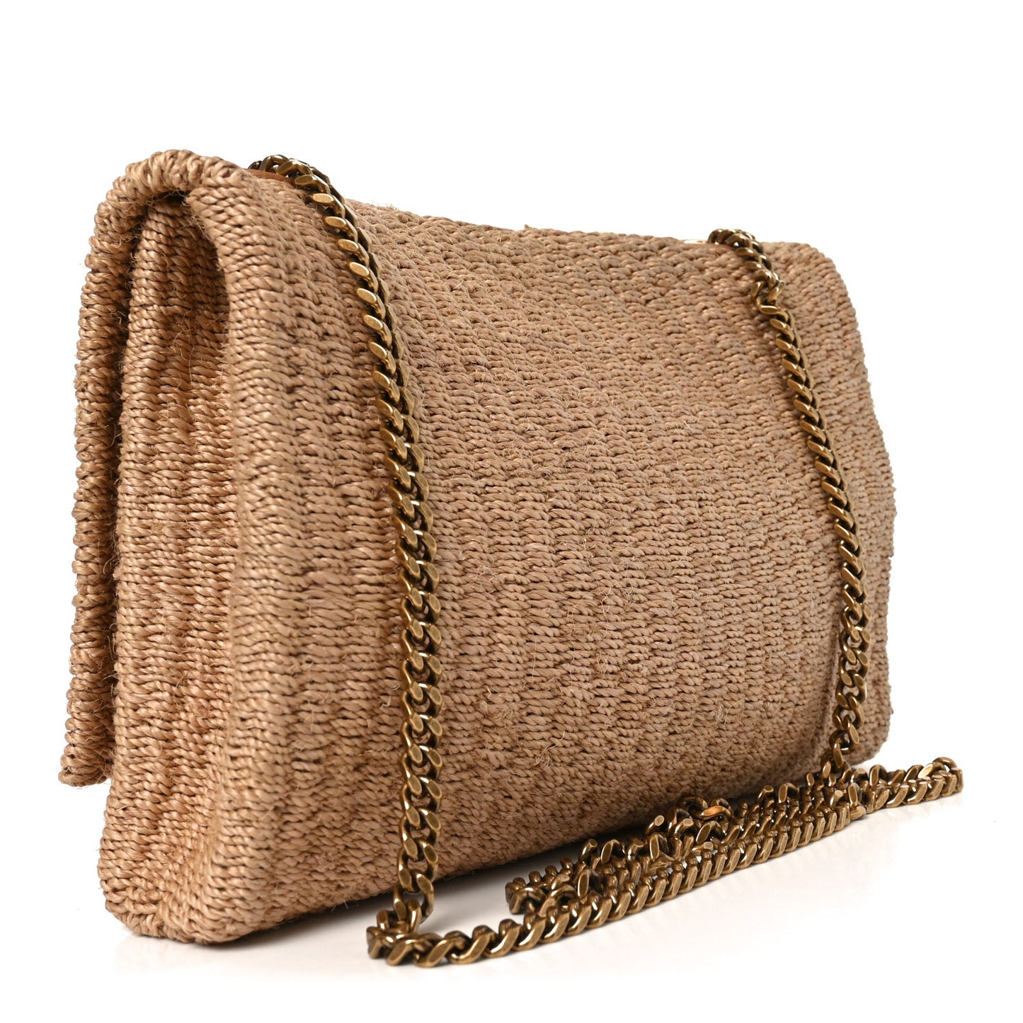 Raffia Medium Monogram Kate Satchel Natural