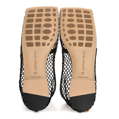 Bottega Veneta Mesh Nappa Chunky Chain Stretch Ballerina Flats 37 Black 6 of 9