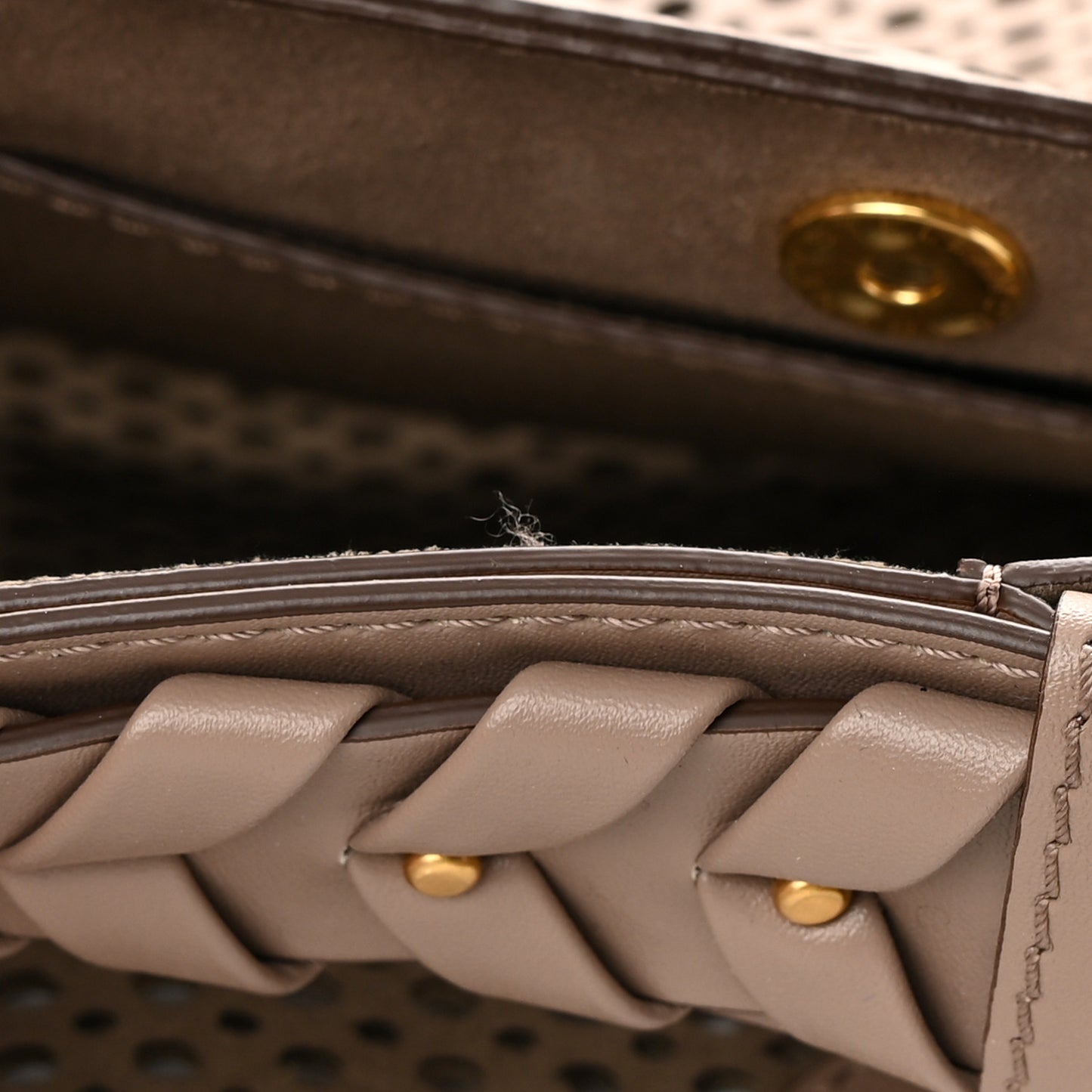 Alter Nappa Perforated Braided Shoulder Bag Dark Beige