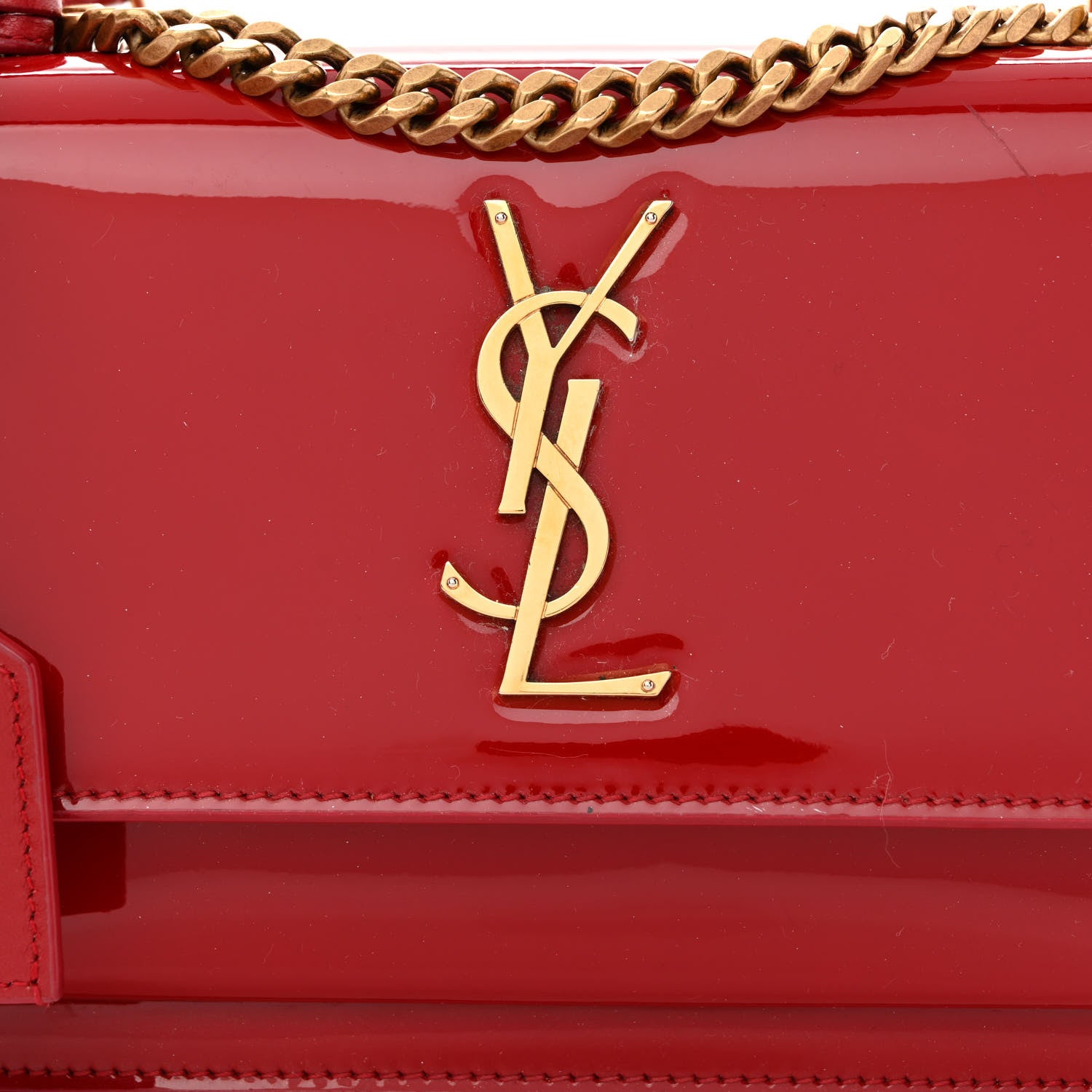 Saint Laurent Patent Small Monogram Sunset Red 9 of 16