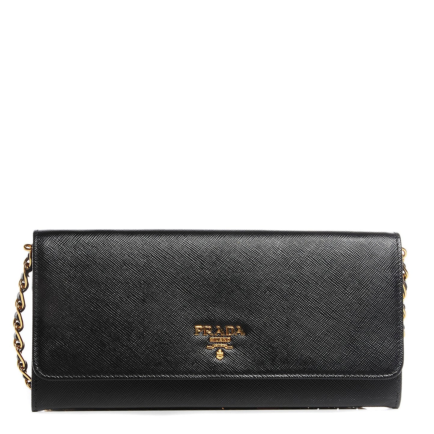 Saffiano Metal Oro Chain Wallet Nero Black