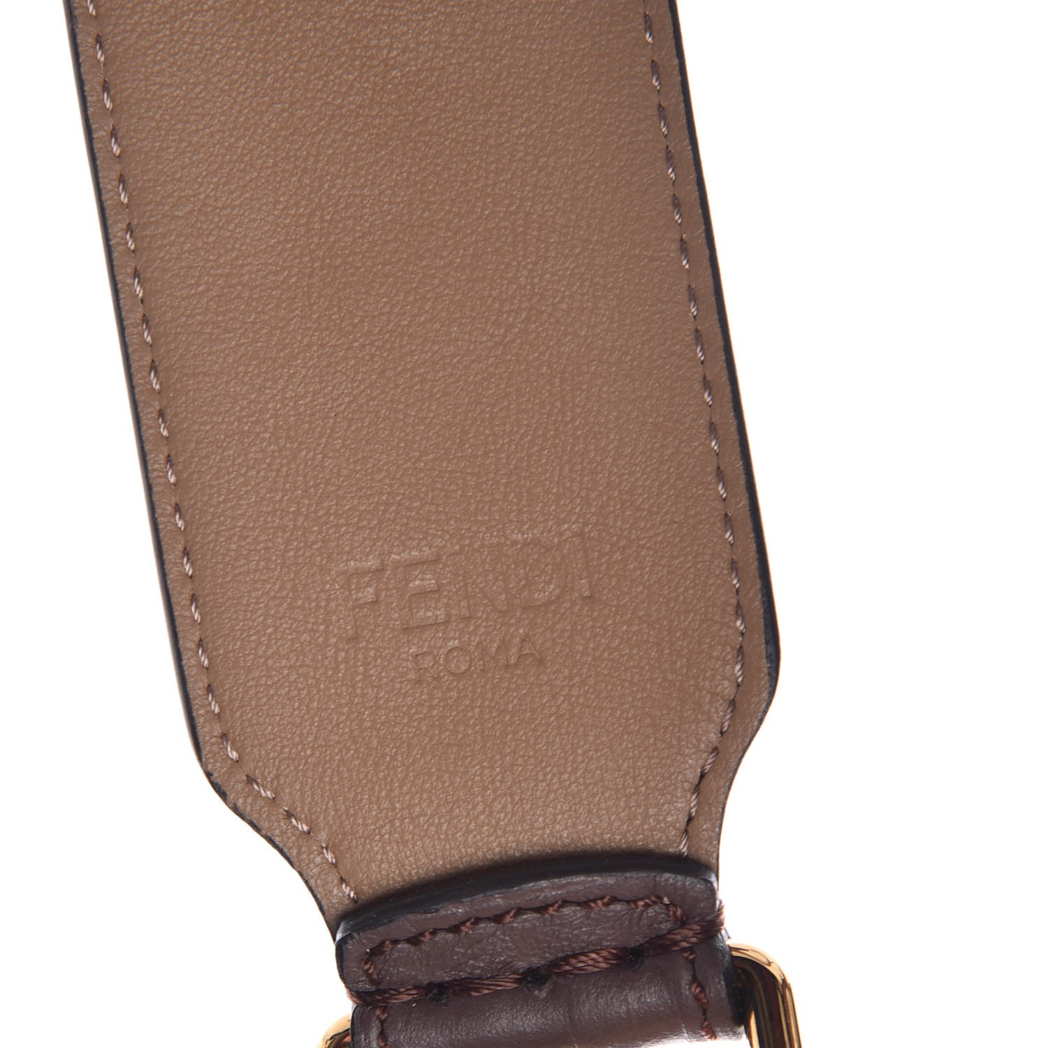 Fendi Calfskin FF 1974 Embossed Strap You Brown 3 of 4