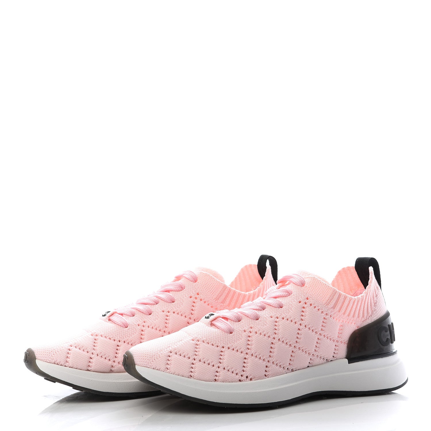 Chanel Mixed Fibers Quilted Womens CC Sneakers 35 Pink 2 of 8