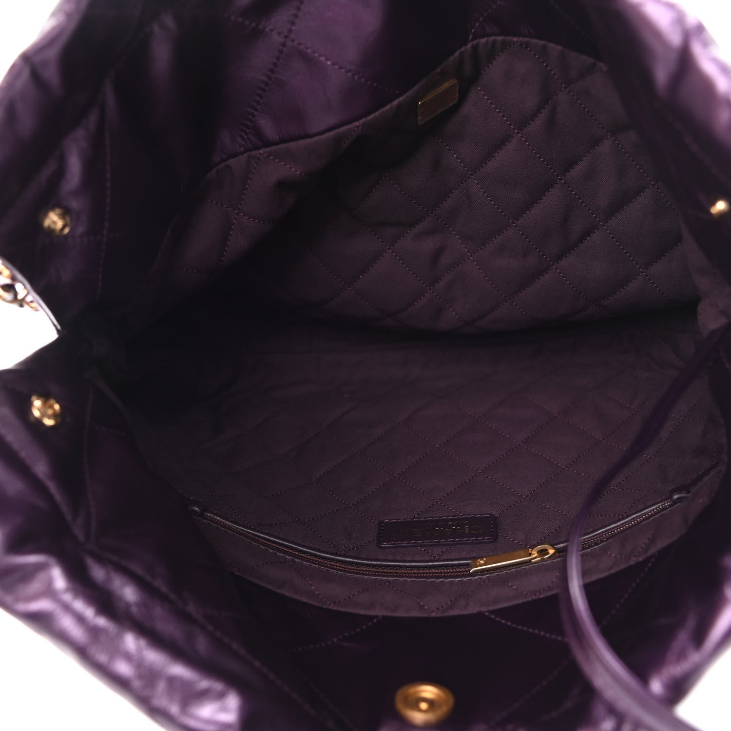 Chanel Metallic Calfskin Quilted Small Chanel 22 Purple 6 of 10