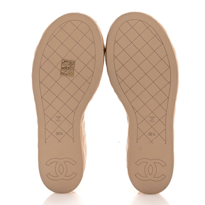 Chanel Lambskin Quilted Camelia CC Wedge Sandal Mules 38.5 Beige 6 of 10