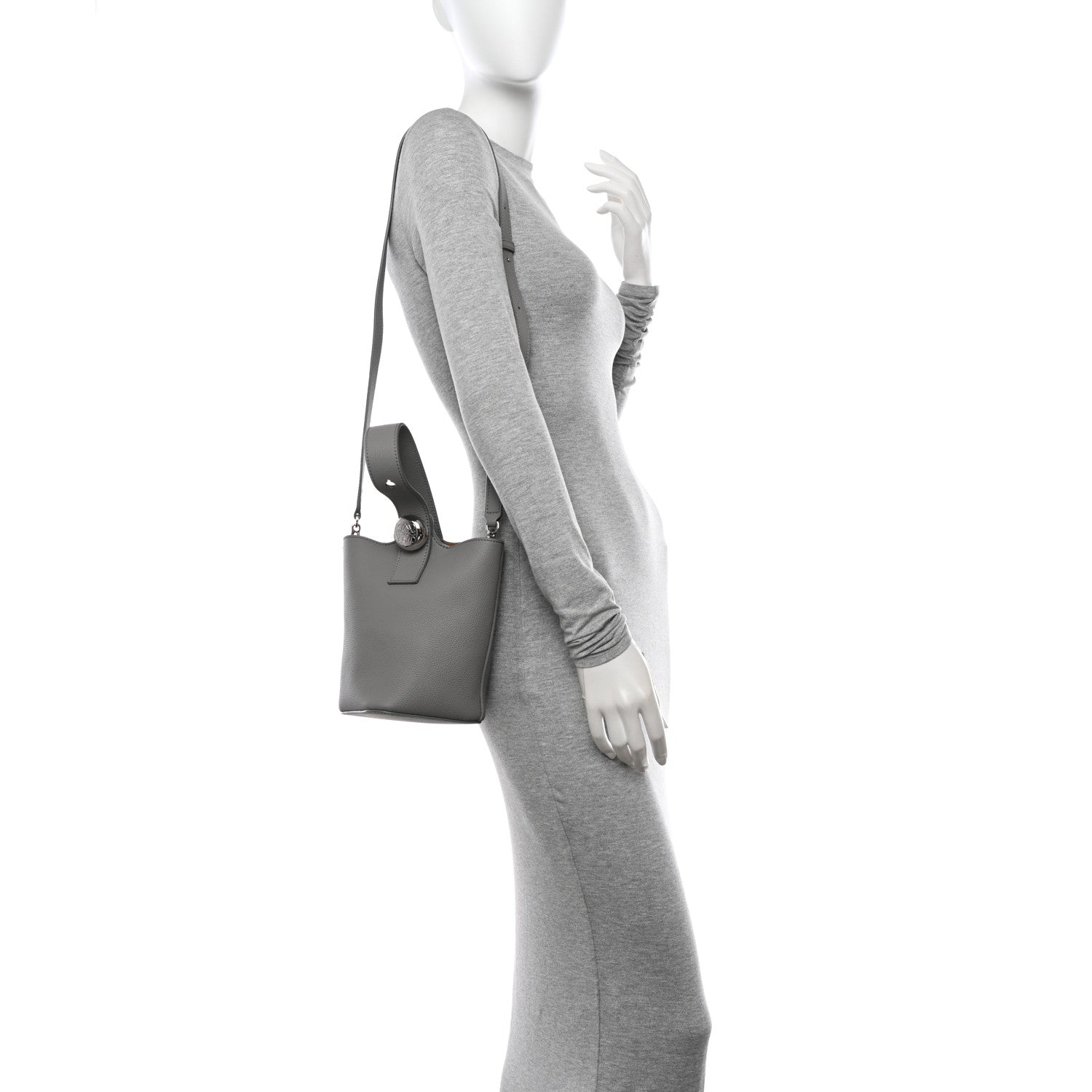 Loewe Soft Grained Calfskin Mini Pebble Bucket Bag Pearl Grey 2 of 10