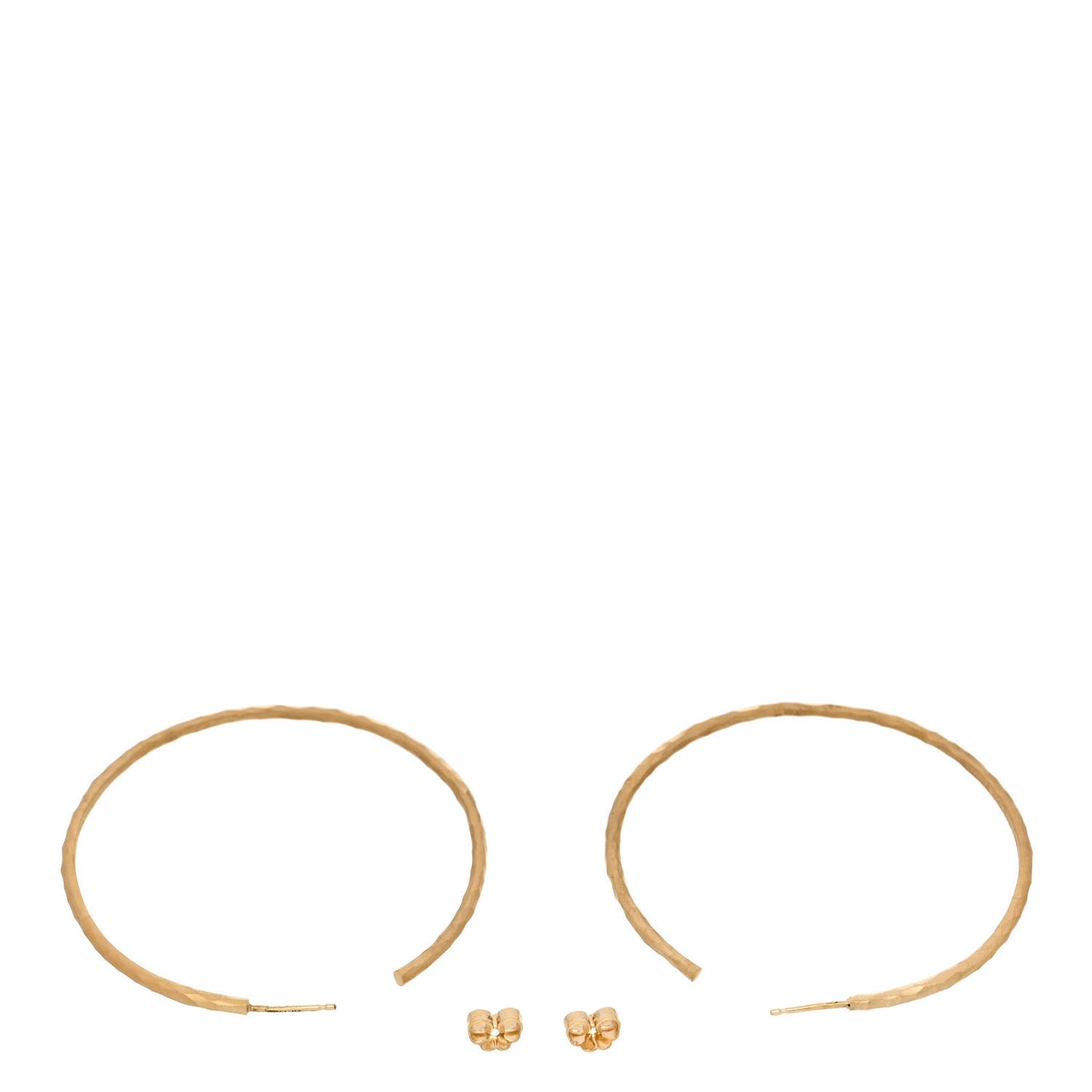 18K Yellow Gold Hammered Hoop Earrings