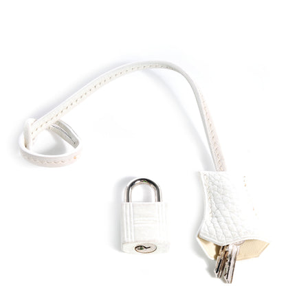 Hermes Taurillon Clemence Clochette Lock and Key White 1 of 7