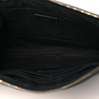 Saint Laurent Calfskin Matelasse Chevron Cassandre Monogram Document Holder Coal 4 of 10