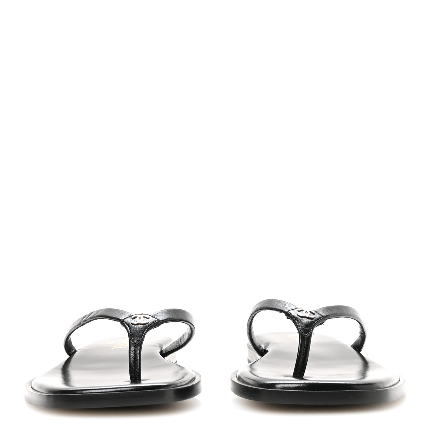 Goatskin Times Square Thong Sandals 39.5 Black