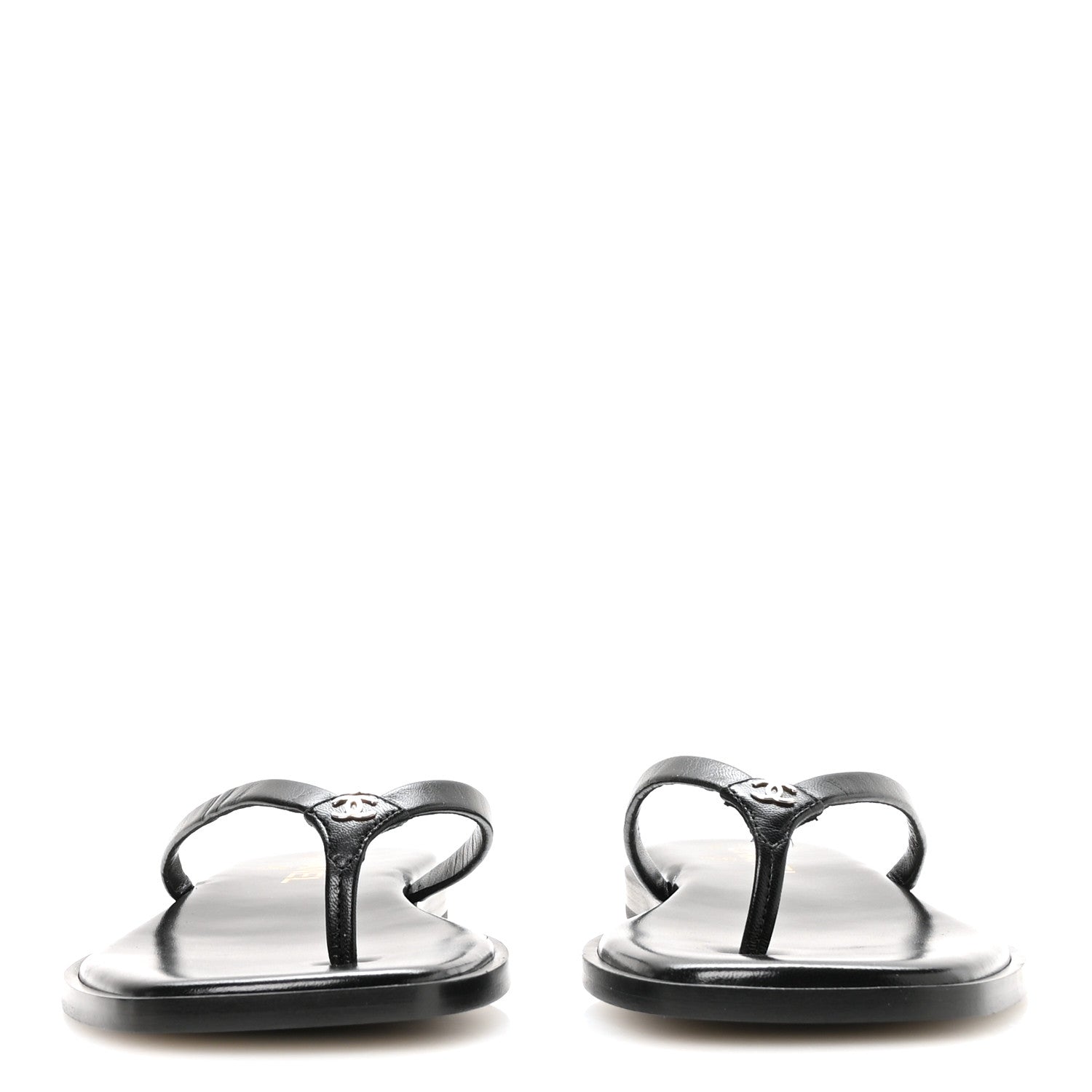 Chanel Goatskin Times Square Thong Sandals 39.5 Black 3 of 9