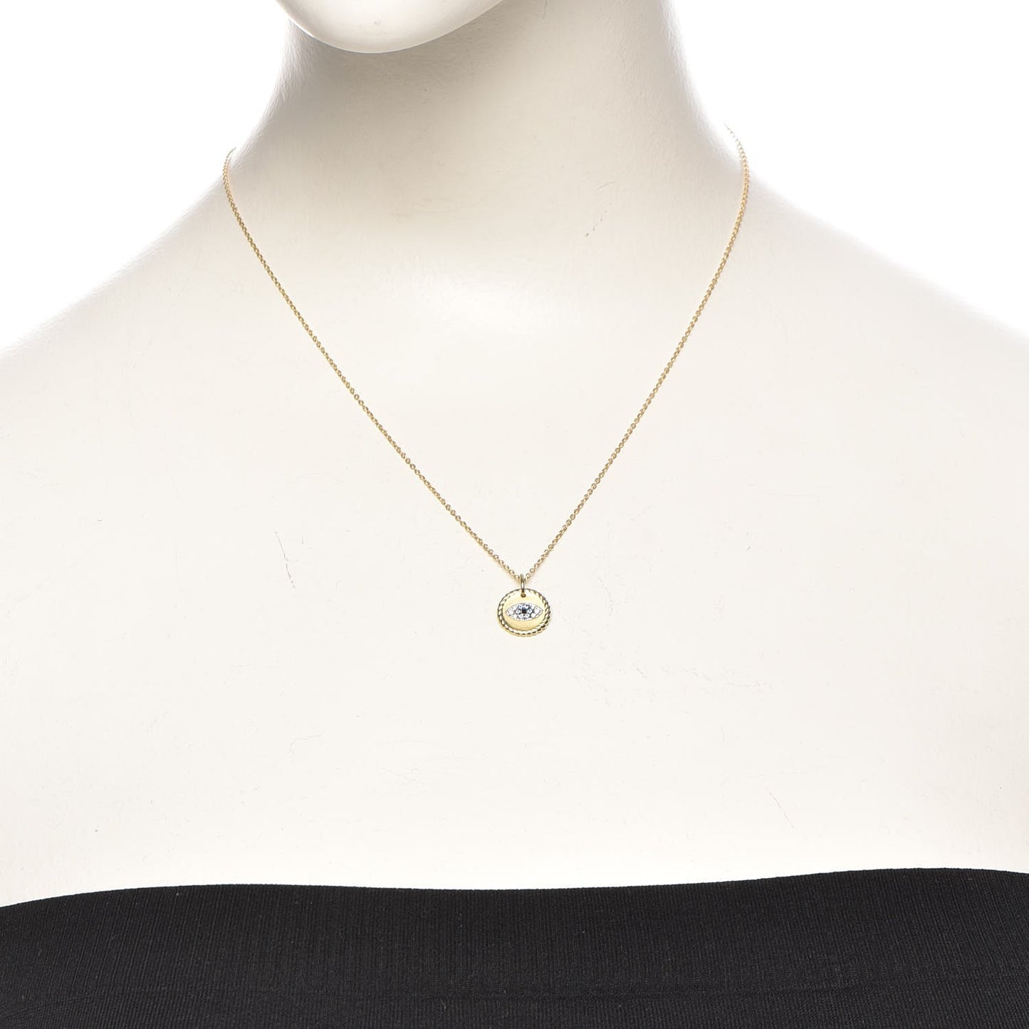 18K Yellow Gold Blue Sapphire Diamond Evil Eye Necklace
