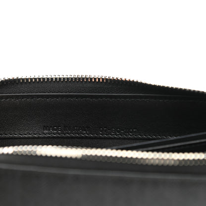 Christian Dior Grained Calfskin Rose Print Voyageur Zip Around Wallet Black Multicolor 7 of 8