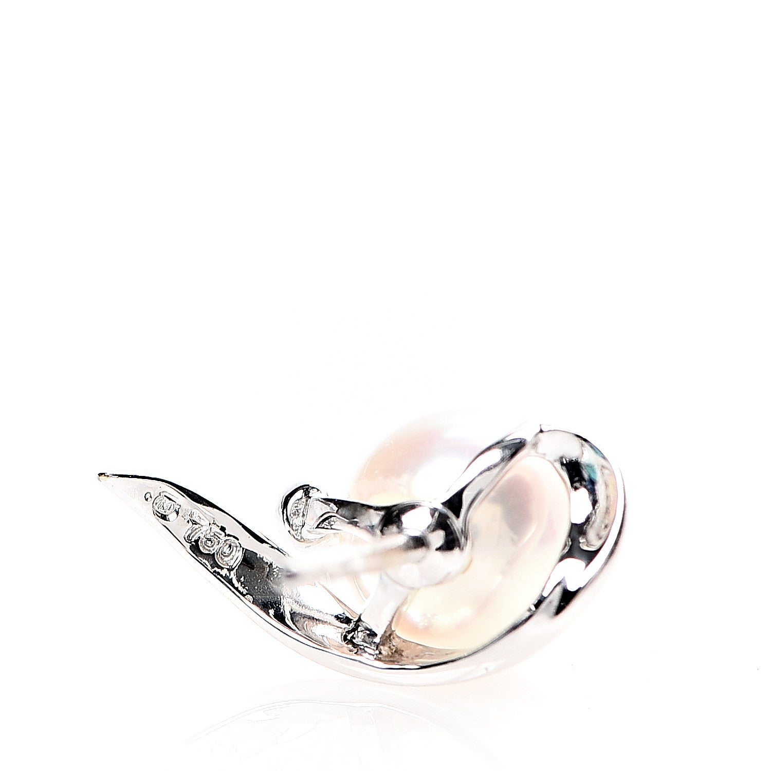 Mikimoto 18K White Gold 6-6.5mm AAA Akoya Pearl Diamond Stud Earrings 4 of 5