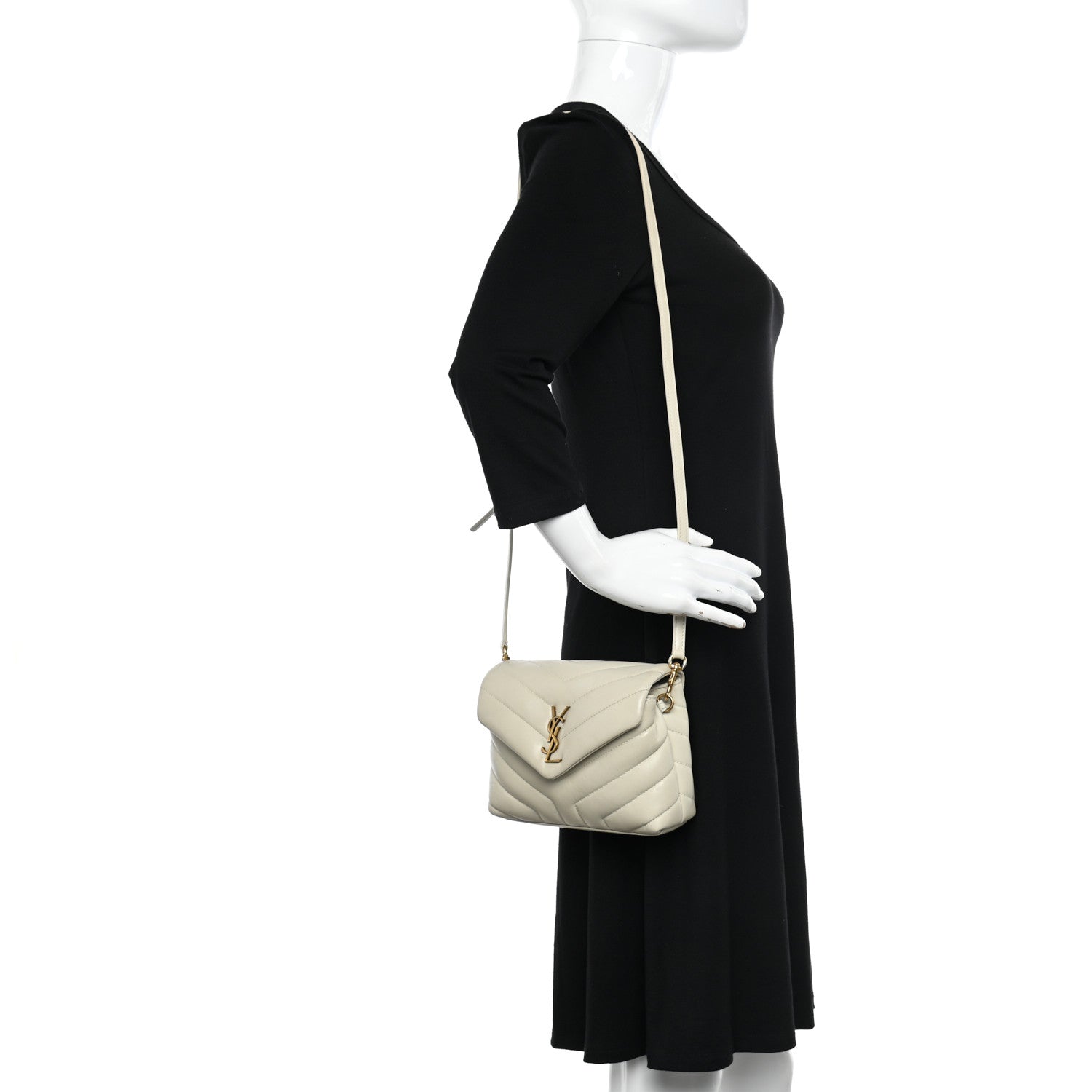 Saint Laurent Calfskin Y Quilted Monogram Toy Loulou Crossbody Bag Crema Soft 3 of 12