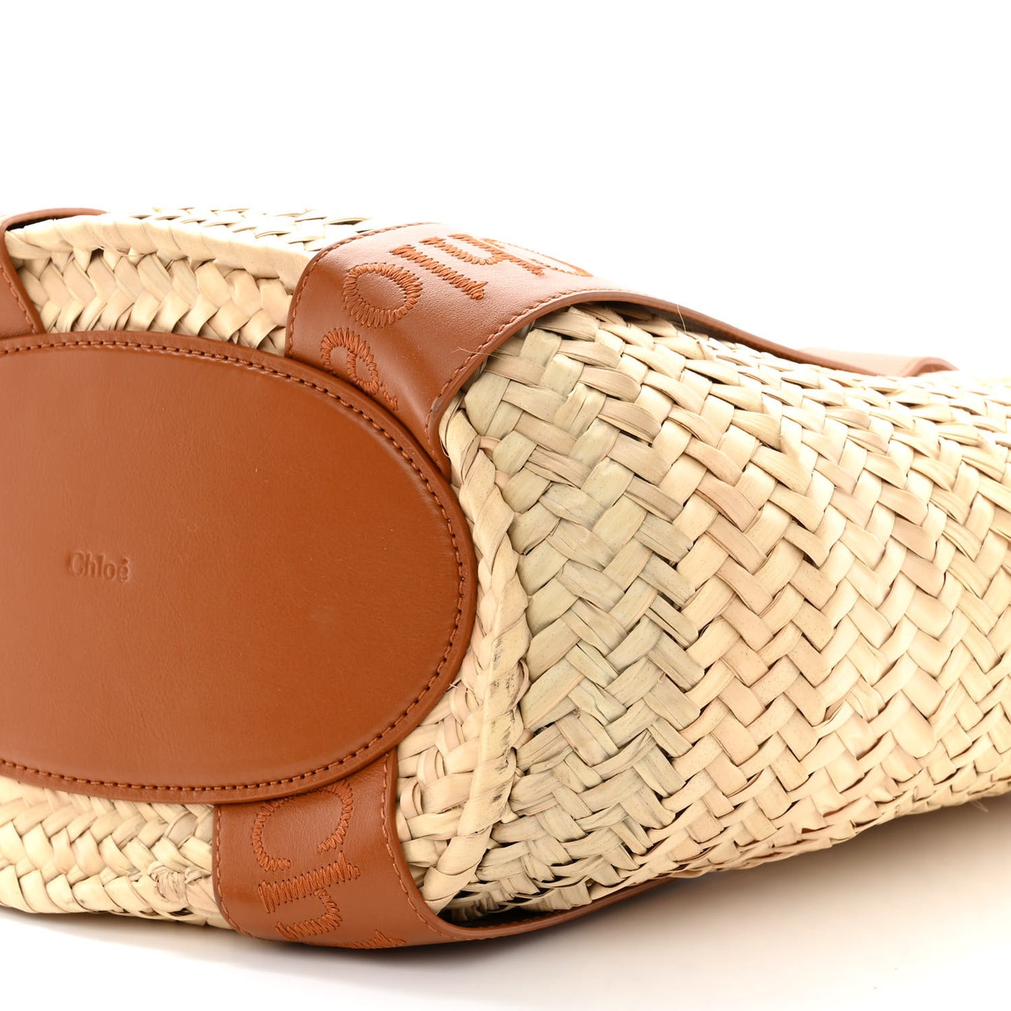 Raffia Smooth Calfskin Medium Sense Basket Caramel