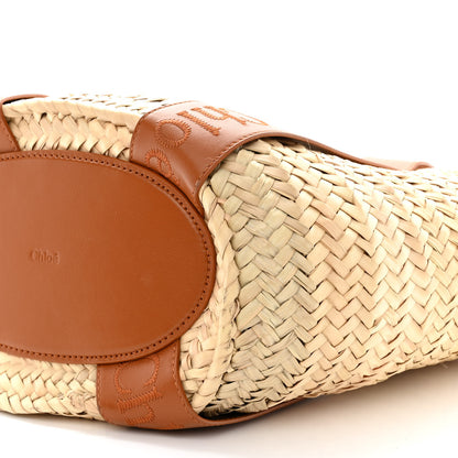 Chloe Raffia Smooth Calfskin Medium Sense Basket Caramel 10 of 12