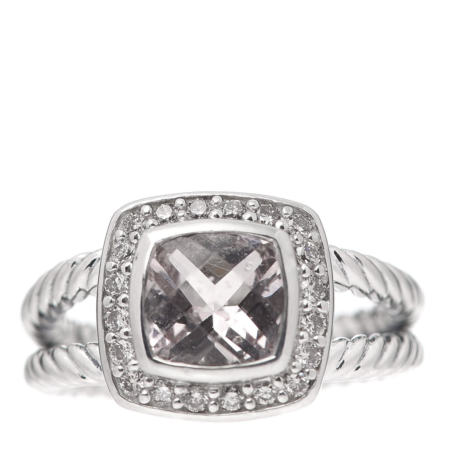 Sterling Silver Diamond Morganite 7mm Petite Albion Ring 49 4.75