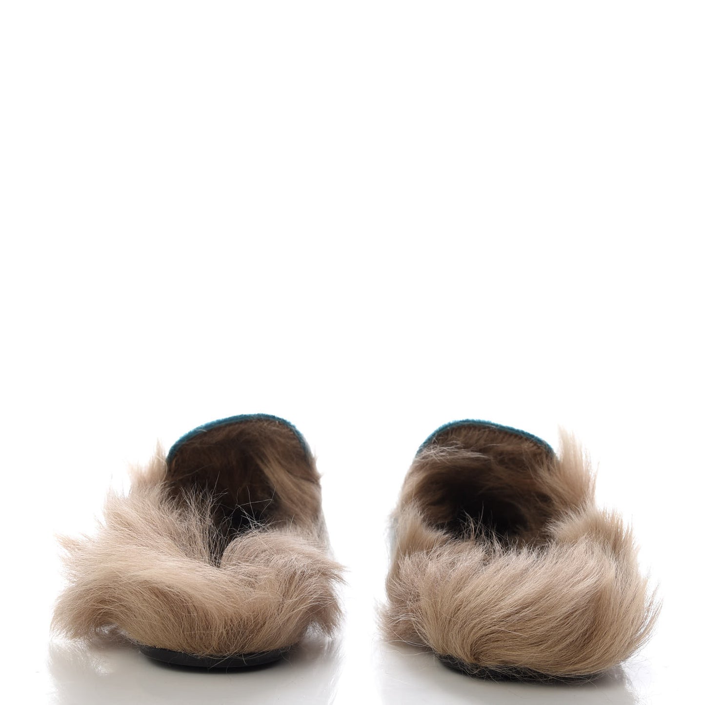 Velvet Fur Womens Princetown Slippers 36 Cyan