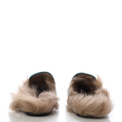Gucci Velvet Fur Womens Princetown Slippers 36 Cyan 4 of 9