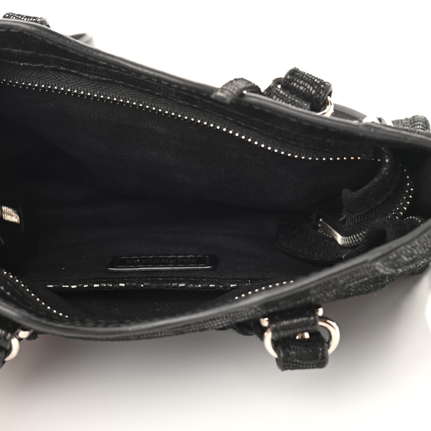 Balenciaga Lizard Embossed Agneau Silver Metallic Edge Hardware Nano City Black 5 of 10