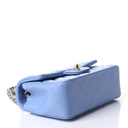 Chanel Lambskin Quilted Mini Rectangular Flap Light Blue 3 of 10
