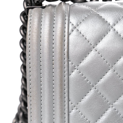 Chanel Metallic Calfskin Quilted Small Boy Flap Silver 17 of 17