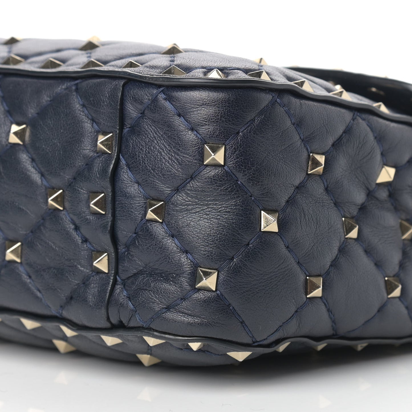 Nappa Medium Rockstud Spike Shoulder Bag Marine