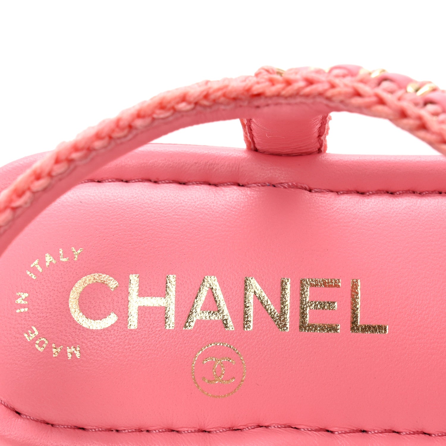 Chanel Lambskin Embroidered CC Thong Sandals 37 Pink 8 of 9