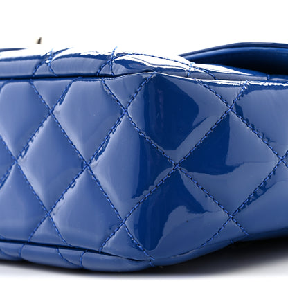 Chanel Patent Quilted Large Coco Shine Flap Blue 10 of 12