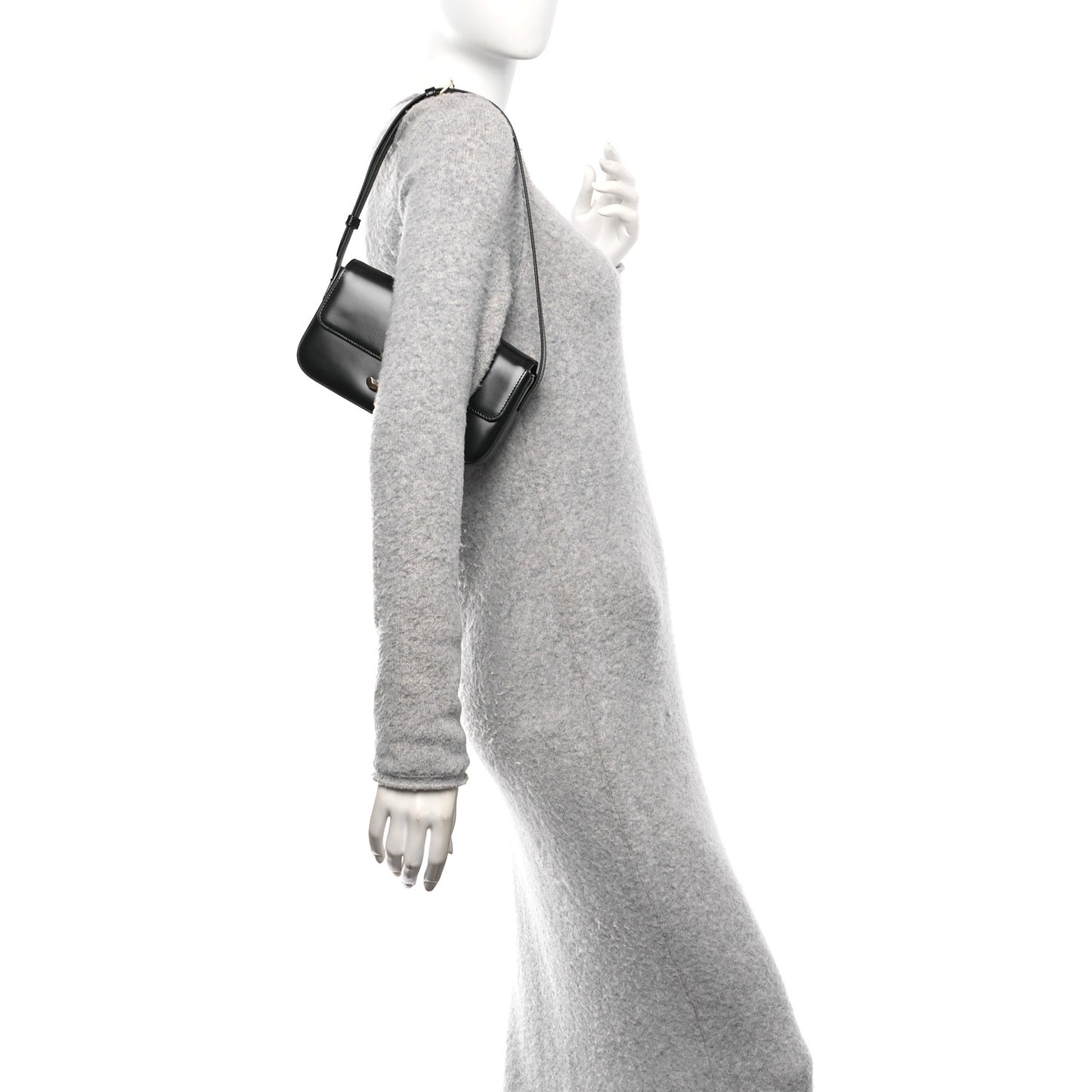 Shiny Calfskin Triomphe Shoulder Bag Black