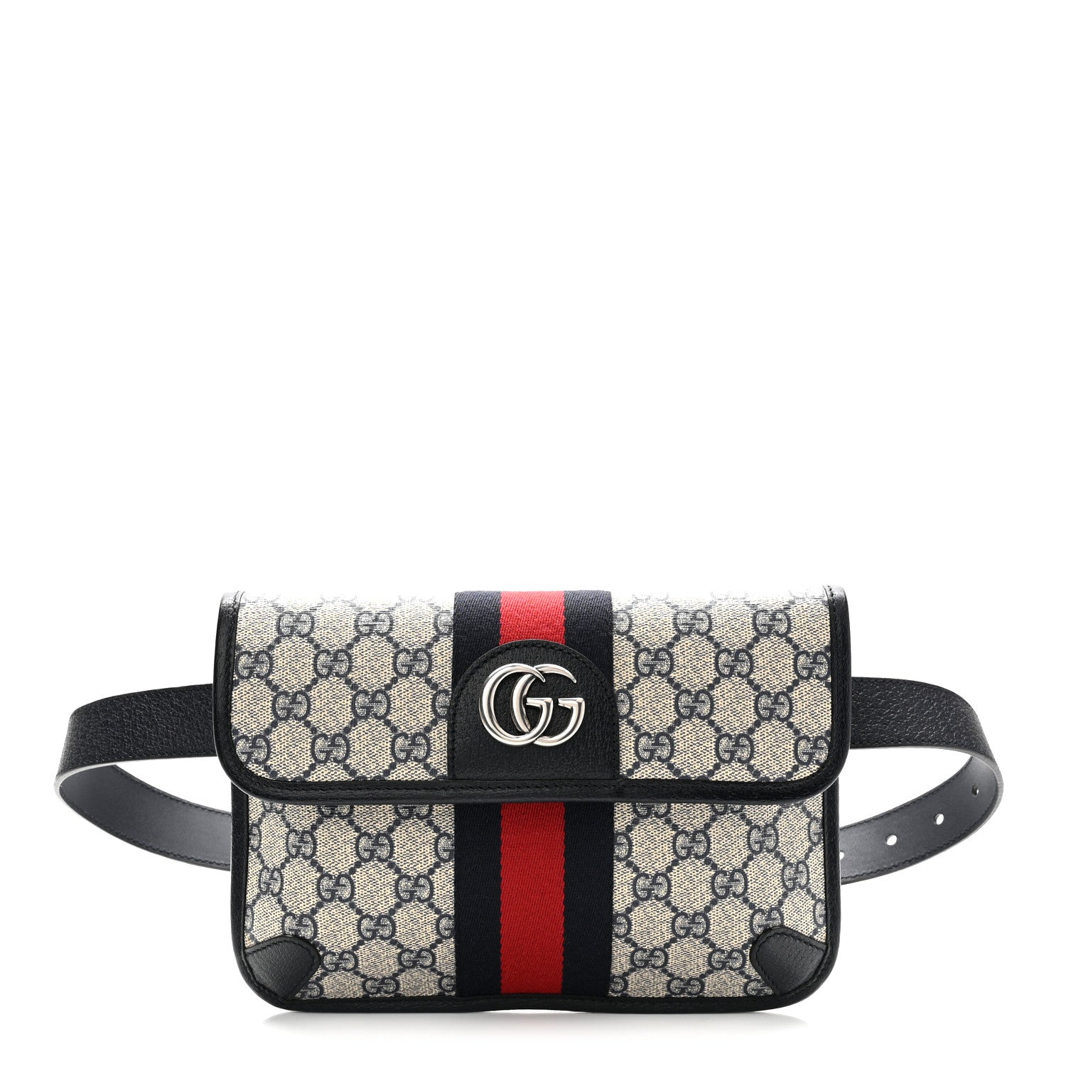 Gucci GG Supreme Monogram Web Small Ophidia Belt Bag 90 36 Beige Navy 1 of 10