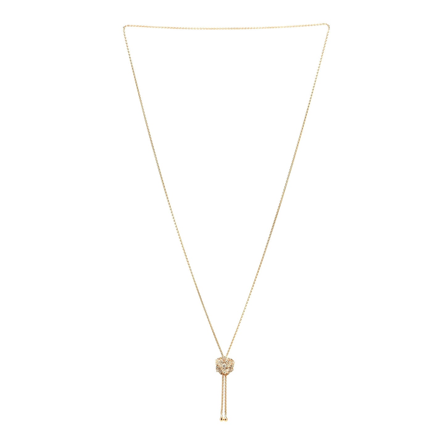 18K Rose Gold Diamond Rose Lariat Pendant Necklace
