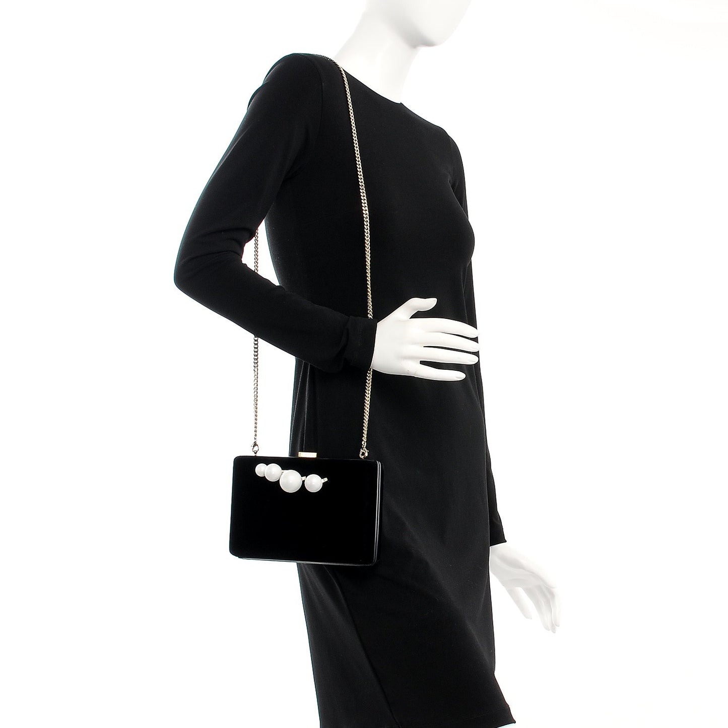 Velvet Pearl Knuckle Clutch Black