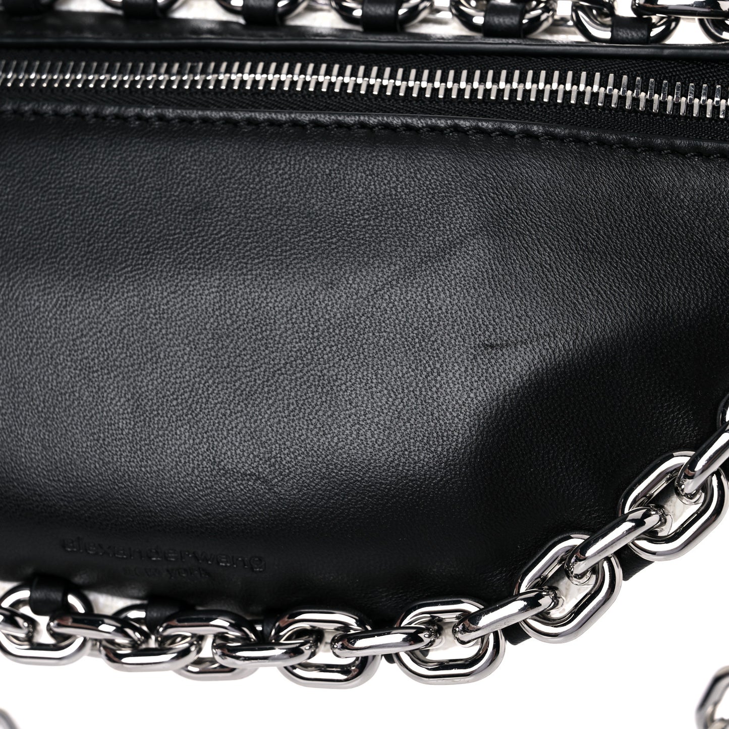 Patent Tweed Chain Embellished Attica Belt Bag White