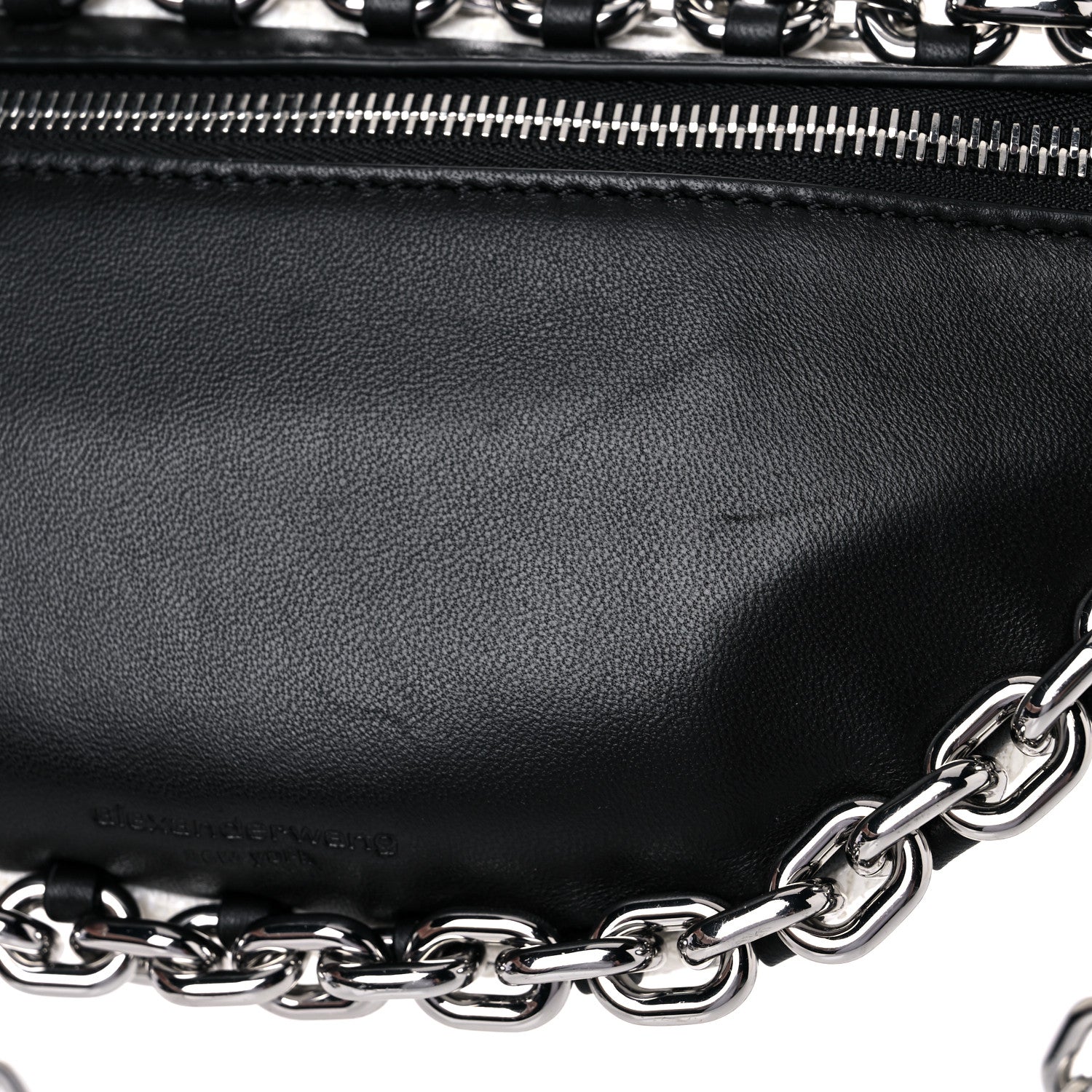Alexander Wang Patent Tweed Chain Embellished Attica Belt Bag White 11 of 11
